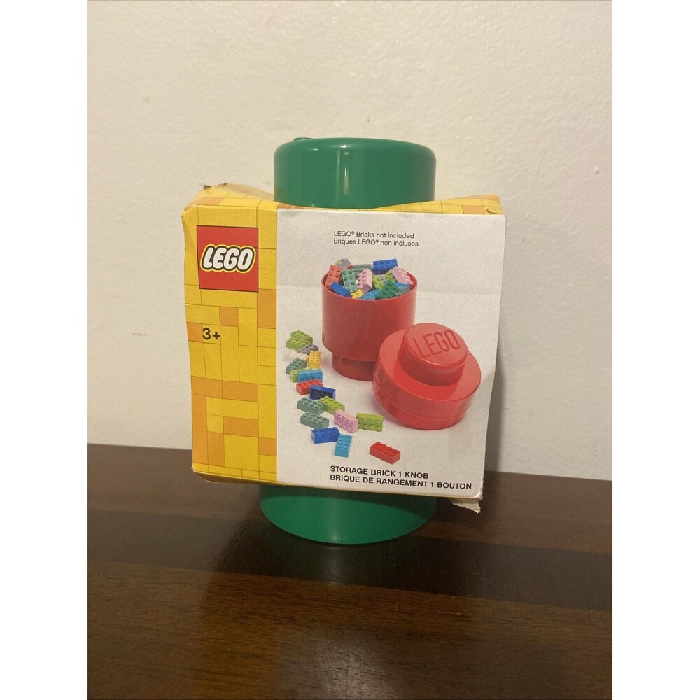 7” LEGO Round Storage Brick 1 Knob Single Stud Green Organizer Project Case Tub